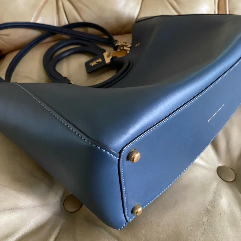 LKNW Coach Rae XL Tote Satchel Glove Tanned Denim Leather Rare Find! - Picture 9 of 16